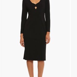 Donna Morgan for Maggy Keyhole Long Sleeve Sheath dress,  Black, NWT